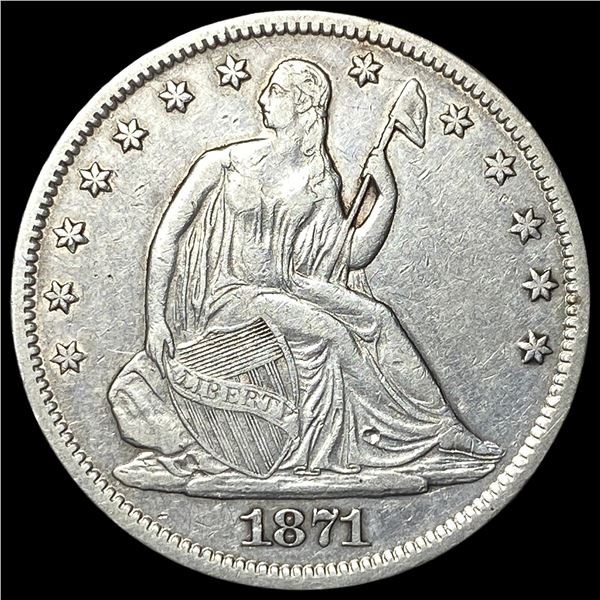 1871-S Silver Seated Liberty Half Dollar  NEARLY UNCIRCULATED