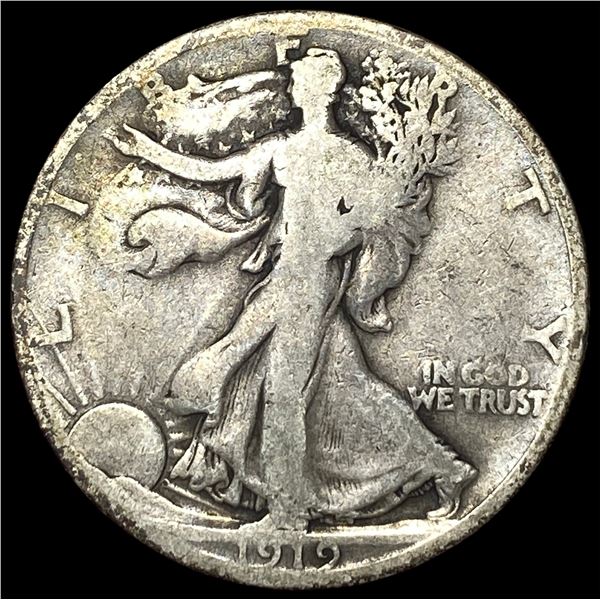 1919-D Silver Walking Liberty Half Dollar  LIGHTLY CIRCULATED