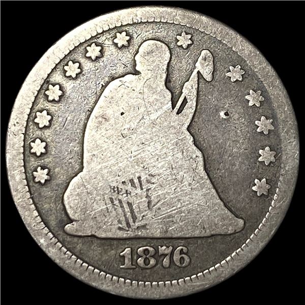 1876-CC Silver Seated Liberty Quarter NICELY  CIRCULATED