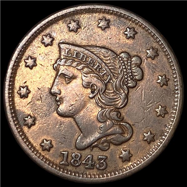 1843 Braided Hair Large Cent CLOSELY  UNCIRCULATED