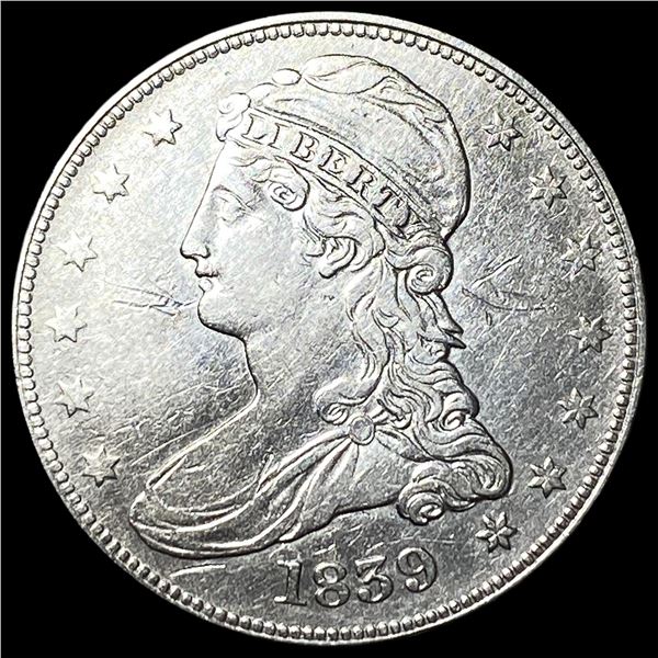 1839 Silver Capped Bust Half Dollar NEARLY  UNCIRCULATED