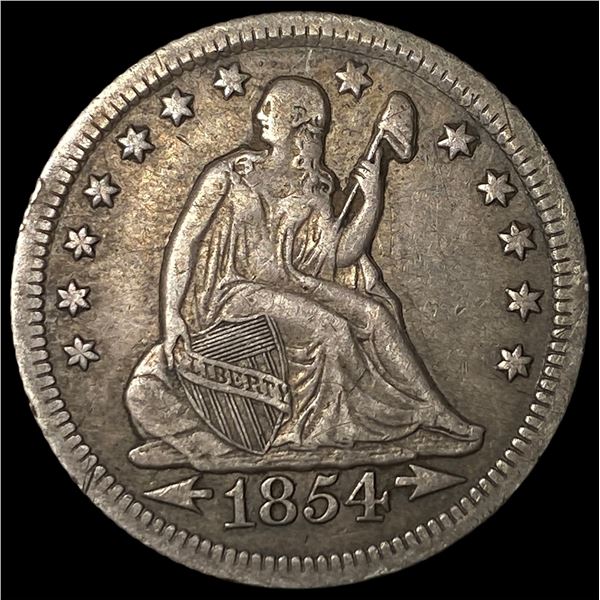 1854-O Silver Seated Liberty Quarter NEARLY UNCIRCULATED