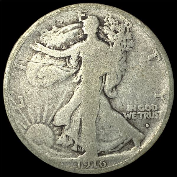 1916-D Silver Walking Liberty Half Dollar NICELY CIRCULATED