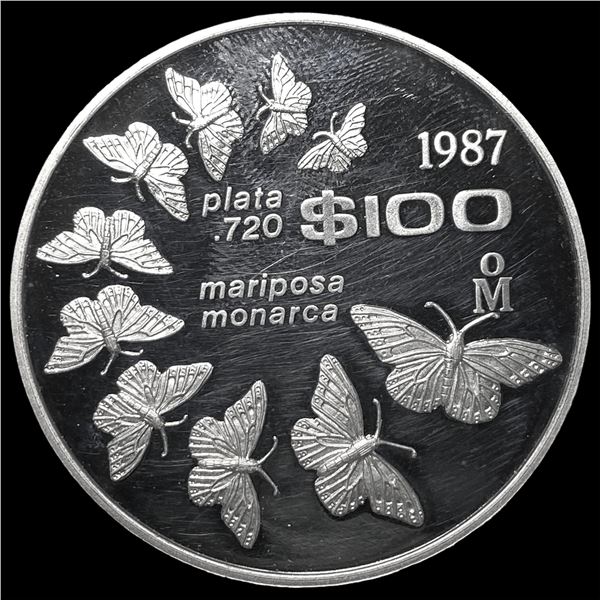 1987 Mo Silver 100 Pesos Mariposa Monarca GEM PROOF