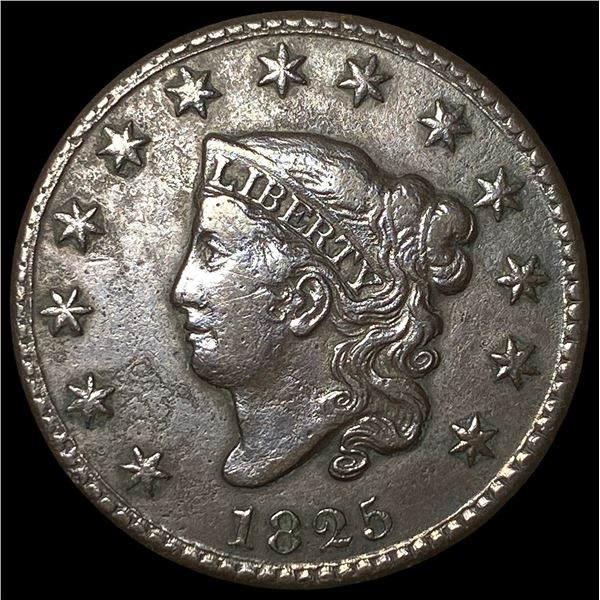1825 Coronet Head Large Cent ABOUT UNCIRCULATED