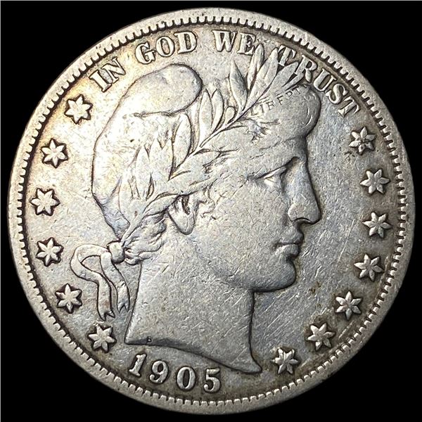 1905-S Silver Barber Half Dollar ABOUT UNCIRCULATED
