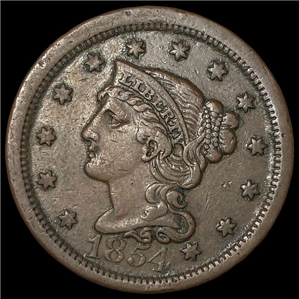 1854 Braided Hair Large Cent CLOSELY UNCIRCULATED