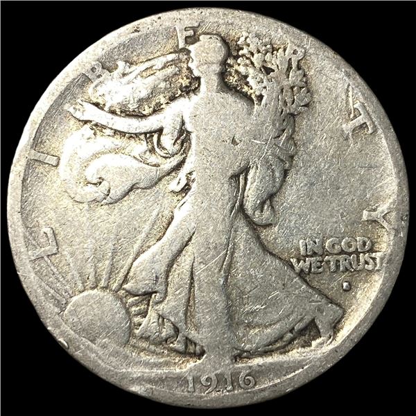 1916-S Silver Walking Liberty Half Dollar LIGHTLY CIRCULATED