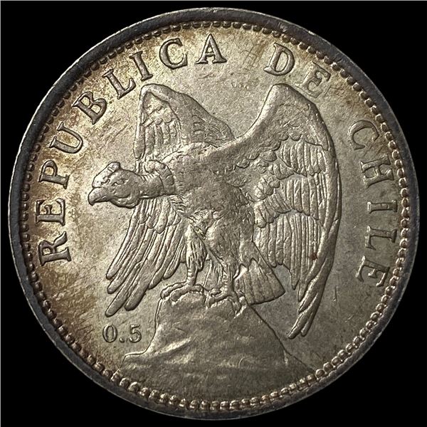 1922 Chile Silver 1 Peso CHOICE AU