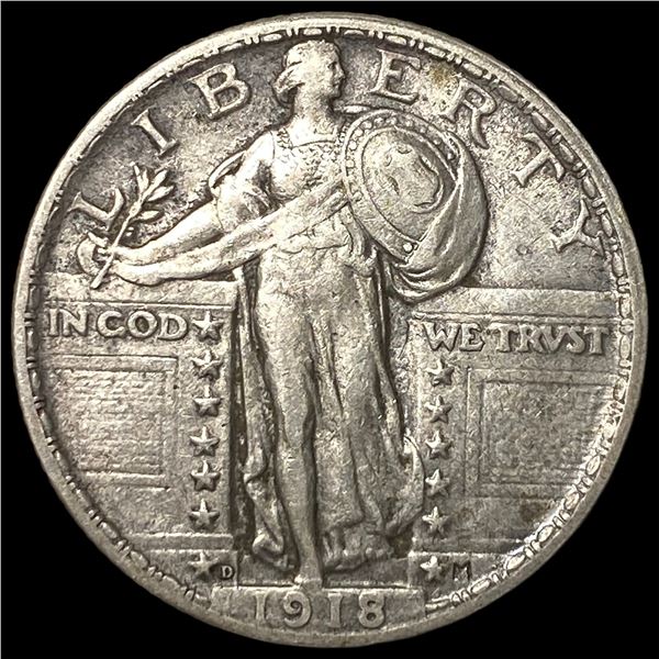 1918-D Silver Standing Liberty Quarter NEARLY UNCIRCULATED