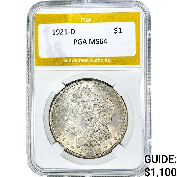 1921-D Morgan Silver Dollar PGA MS64
