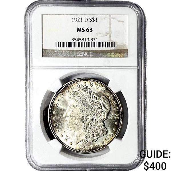 1921-D Morgan Silver Dollar NGC MS63