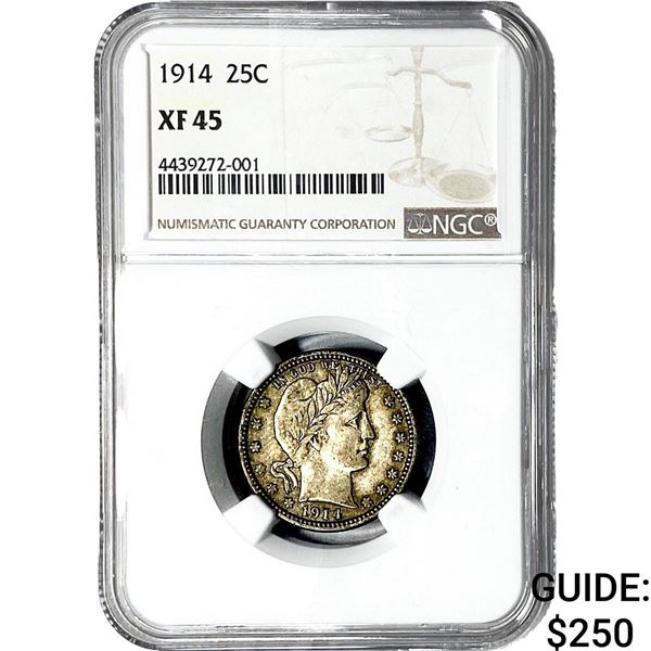 1914 Barber Quarter NGC XF45