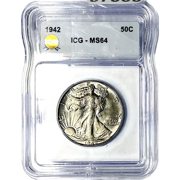 1942 Walking Liberty Half Dollar ICG MS64