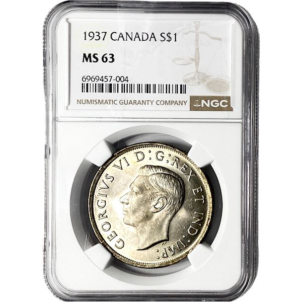 1937 $1 Sliver Canada NGC MS63