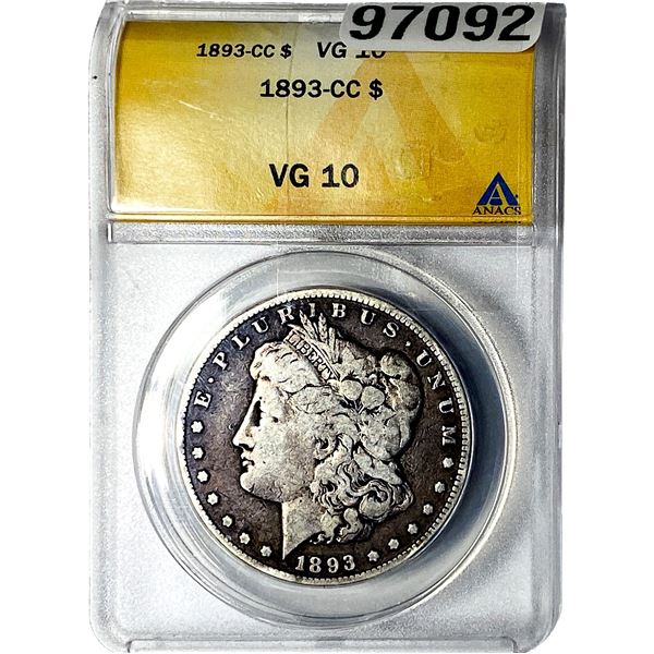 1893-CC Morgan Silver Dollar ANACS VG10