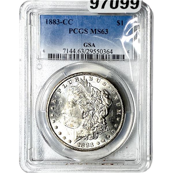 1883-CC Morgan Silver Dollar PCGS MS63