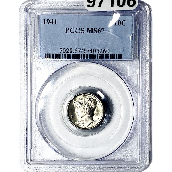 1941 Mercury Silver Dime PCGS MS67
