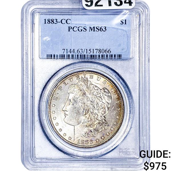 1883-CC Morgan Silver Dollar PCGS MS63