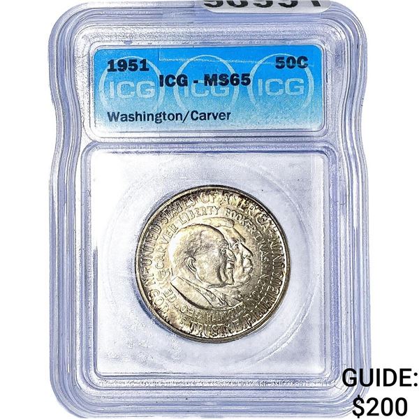 1951 Washington Carver Half Dollar ICG MS65