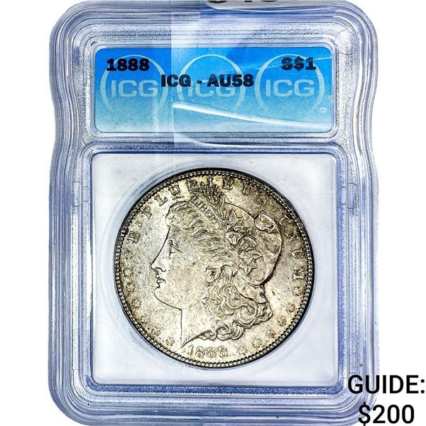 1888 Morgan Silver Dollar ICG AU58