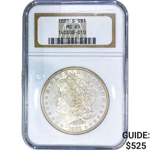 1881-S Morgan Silver Dollar NGC MS65