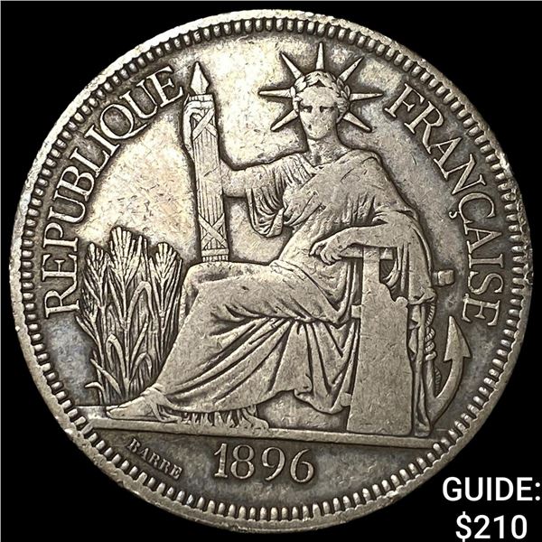 1896A French Indo-China Silver 5 Piastre