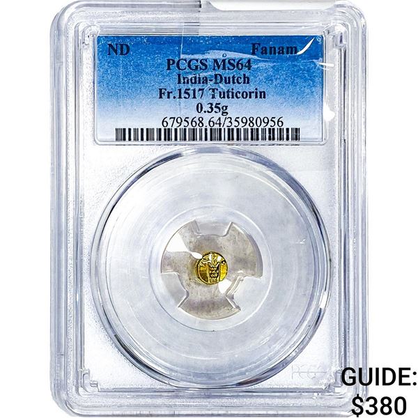 India-Dutch Gold .33g Fanam Fr.1517 Tuticorin PCGS