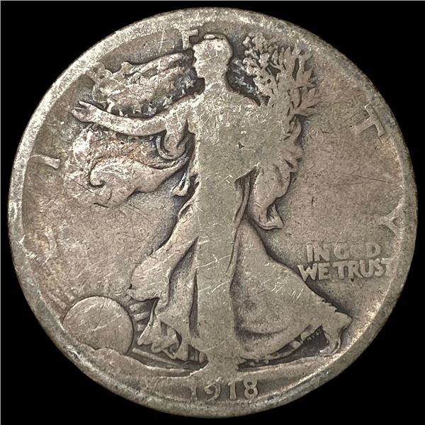 1918-D Silver Walking Liberty Half Dollar ABOUT UNCIRCULATED
