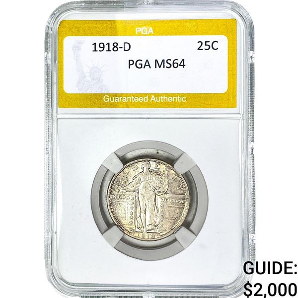 1918-D Standing Liberty Quarter PGA MS64
