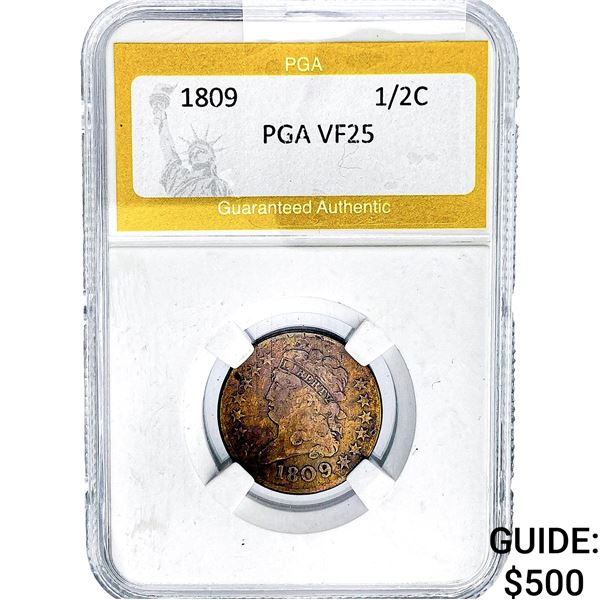 1809 Classic Head Half Cent PGA VF25