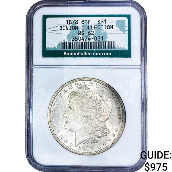 1878 8TF Morgan Silver Dollar NGC MS62