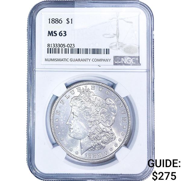 1886 Morgan Silver Dollar NGC MS63