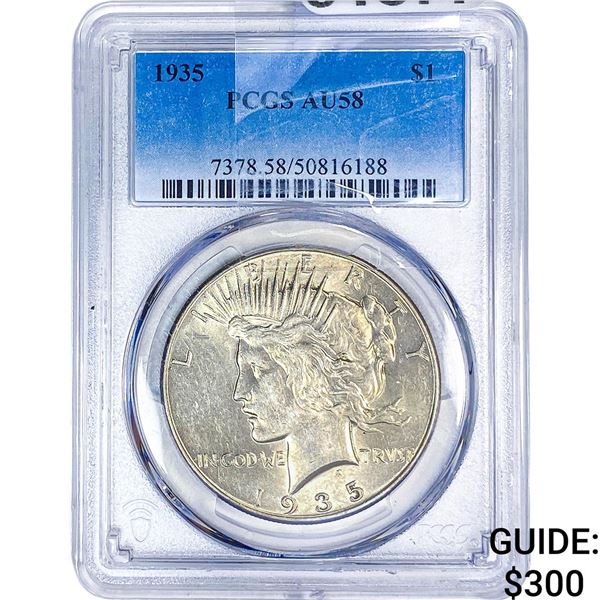 1935 Silver Peace Dollar PCGS AU58