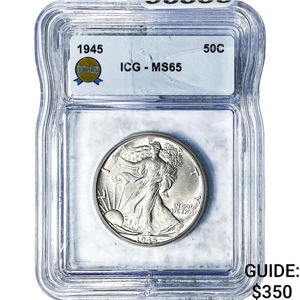 1945 Walking Liberty Half Dollar ICG MS65