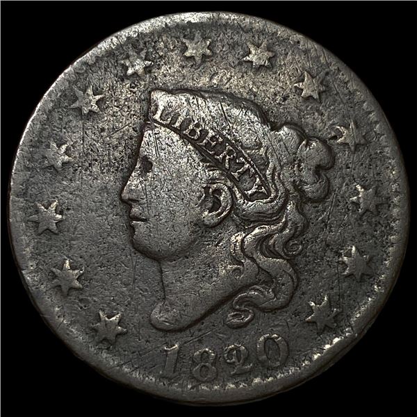 1820/19 Coronet Head Large Cent ABOUT UNCIRCULATED