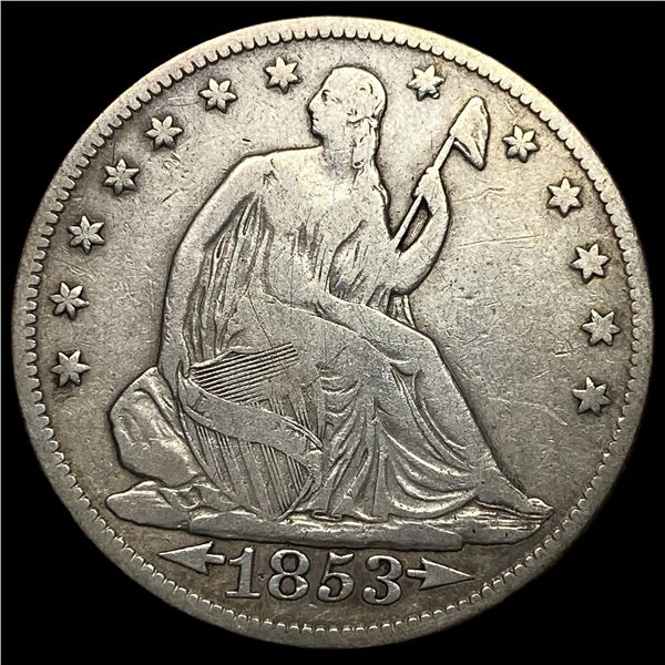 1853 Arrows/Rays Seated Liberty Half Dollar CHOICE AU