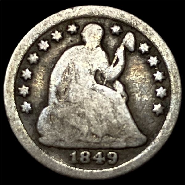 1849-O Silver Seated Liberty Half Dime LIGHTLY CIRCULATED