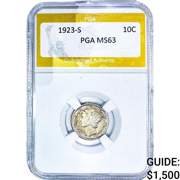 1923-S Mercury Silver Dime PGA MS63