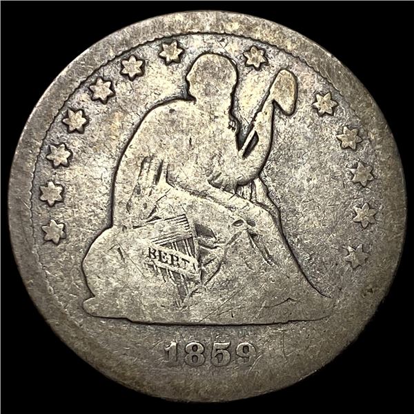 1859-O Silver Seated Liberty Quarter LIGHTLY CIRCULATED