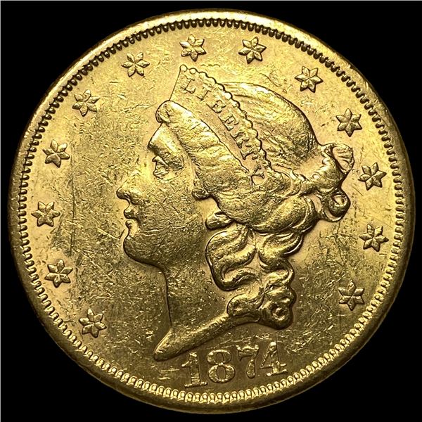 1874-S Liberty Head $20 Double Eagle CHOICE AU