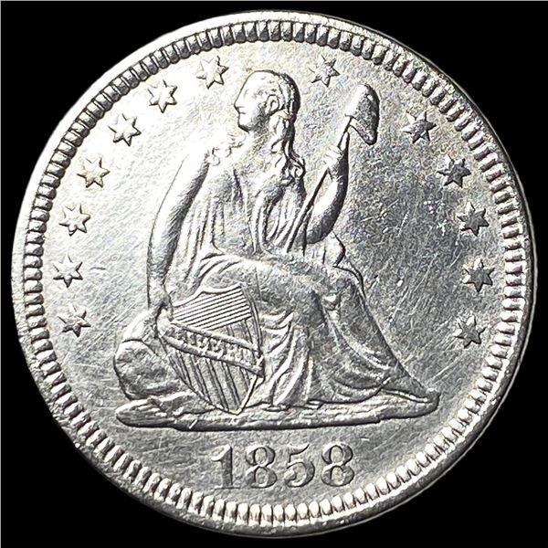 1858 Seated Liberty Silver Quarter CHOICE AU