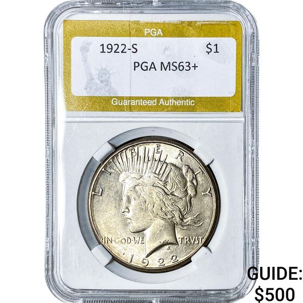 1922-S Silver Peace Dollar PGA MS63+