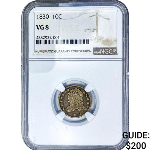 1830 Capped Bust Dime NGC VG8