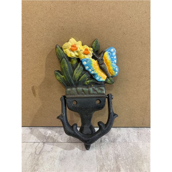 Cast Iron Door Knocker Flowers And Butterfly