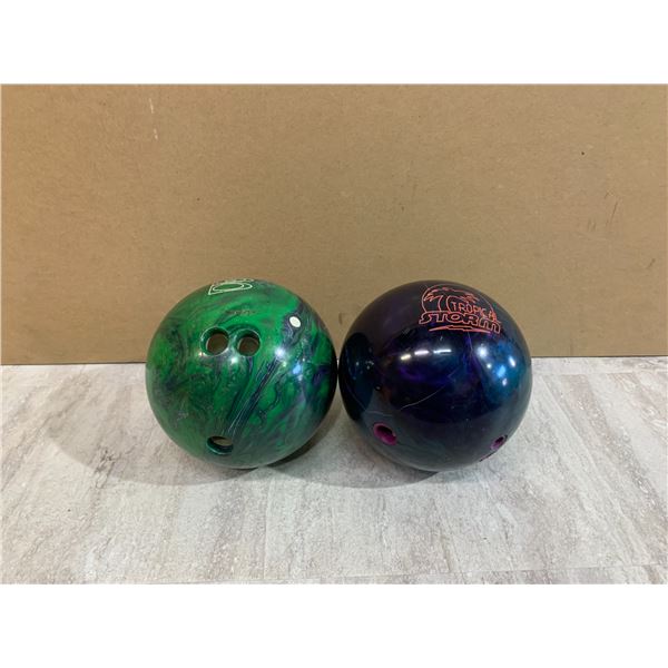 Lot of 2 Bowling Balls - 5 Pin - Power Groove Reactive / Tropical Storm