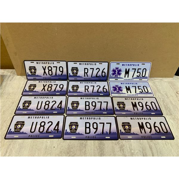 Lot of 12 License Plate 10 Metropolis Police and 2 Paramedic