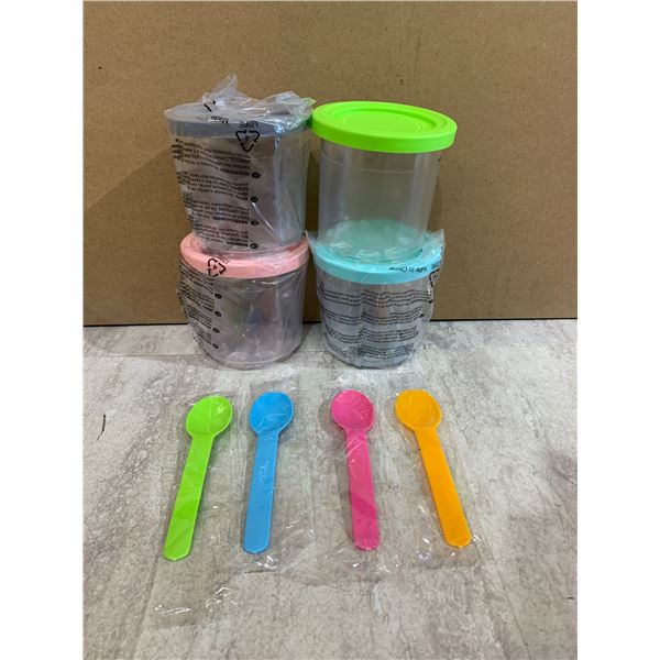 Replacement Containers for Ninja Creami 4 Pack Ice Cream Pints With Lids NC300 NC301