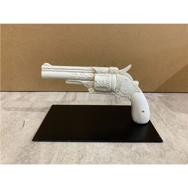 Decorative Revolver Replica on Metal Stand