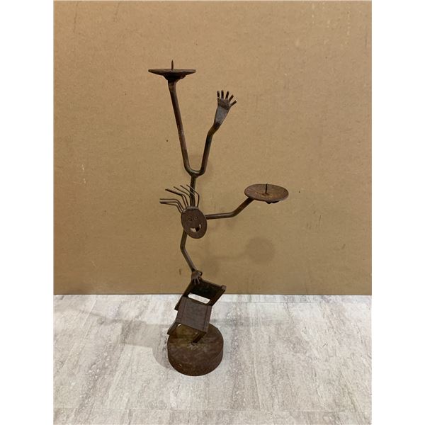 Vintage Abstract Iron Sculpture Candle Holder
